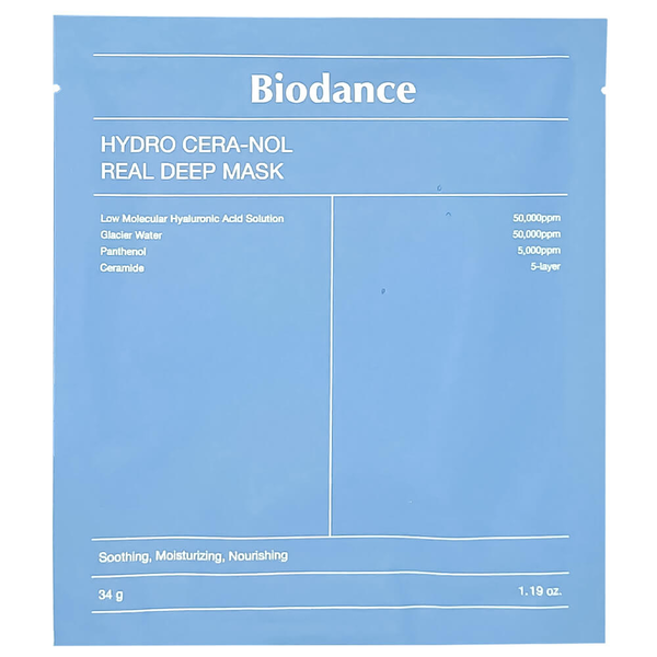 Увлажняющая тканевая ночная маска для лица Biodance Hydro Cera-Nol Real Deep Mask, 34 г