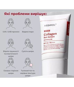 Солнцезащитный крем для сужения пор Medi-Peel Red Lacto Collagen Pore Lifting Sun Cream, 50 мл &mdash; фото