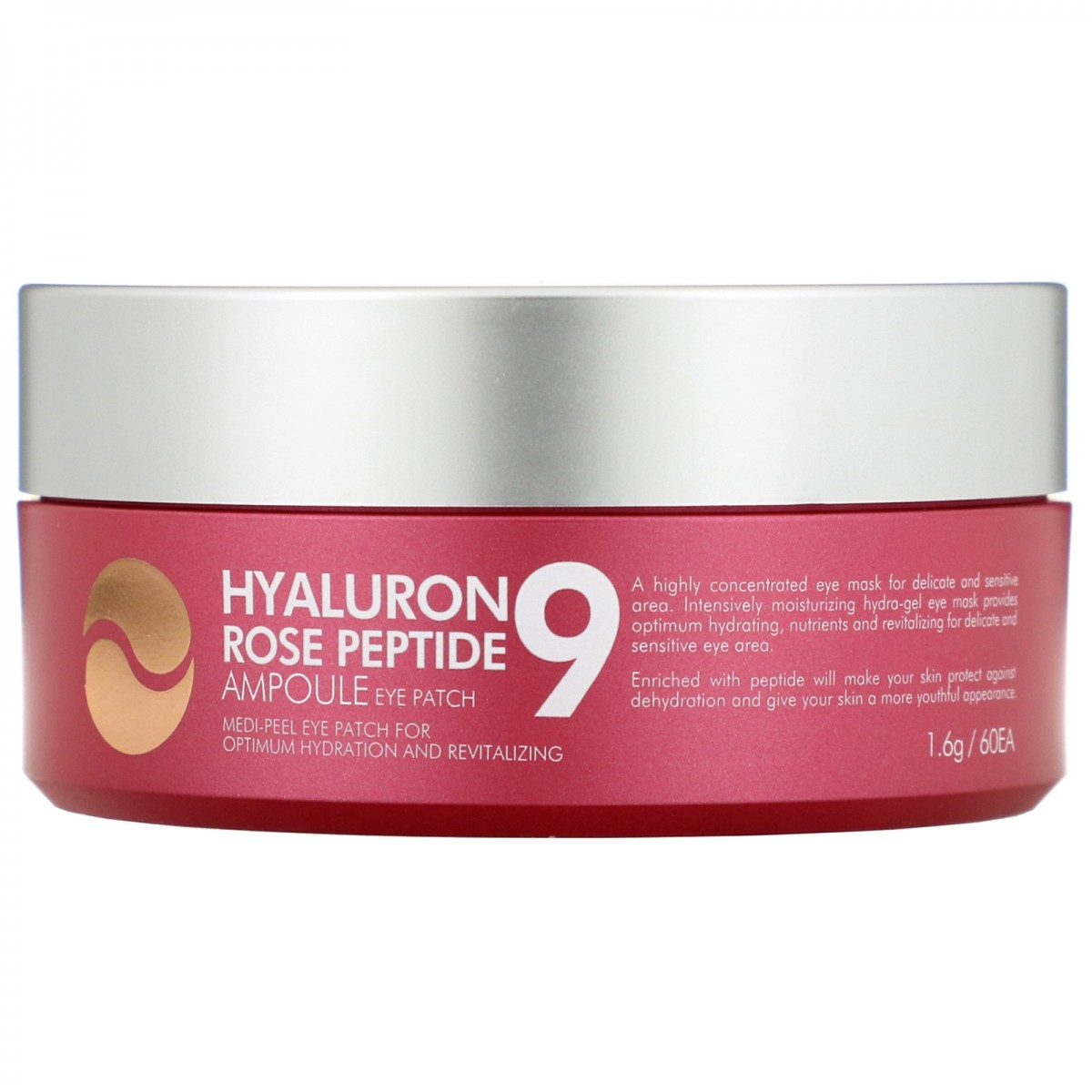 Гідрогелеві патчі під очі Medi-Peel Hyaluron Rose Peptide 9 Ampoule Eye Patch з пептидами і болгарською трояндою, 60 шт