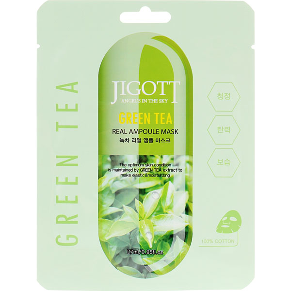 Тканинна ампульна маска Jigott Green Tea Real Ampoule Mask з екстрактом зеленого чаю, 27 мл