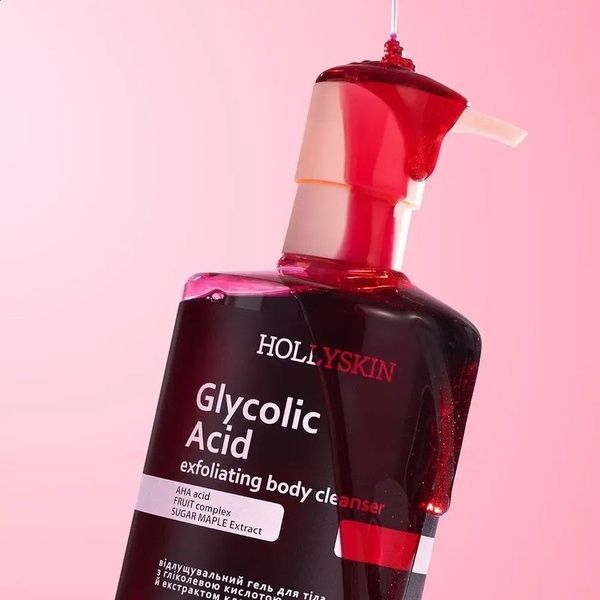 Відлущувальний гель для тіла Hollyskin Glycolic Acid Exfoliating Body Cleanser з гліколевою кислотою, 500 мл &mdash; фото